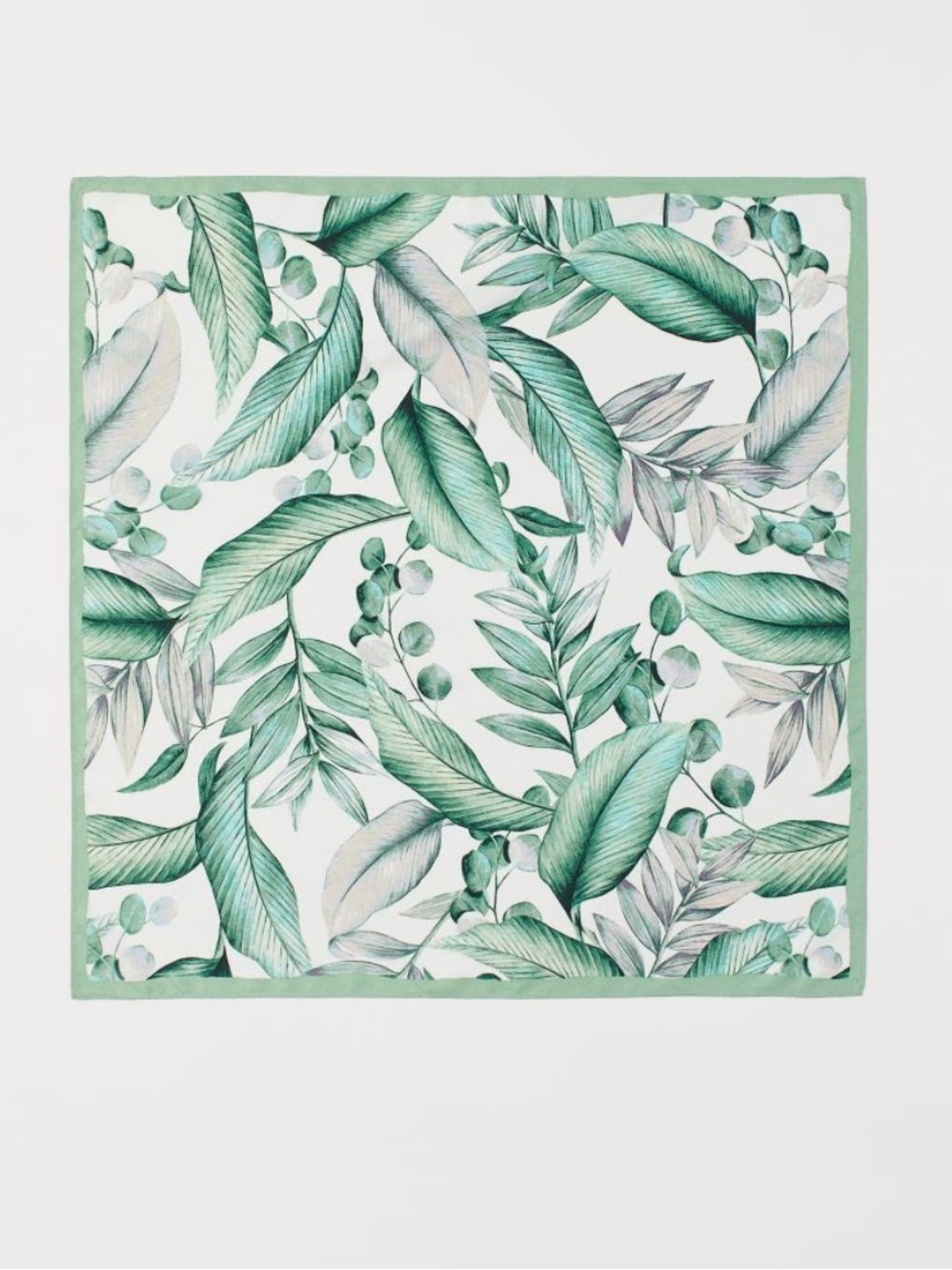 H&M Vibrant Green Leaf Print Scarf